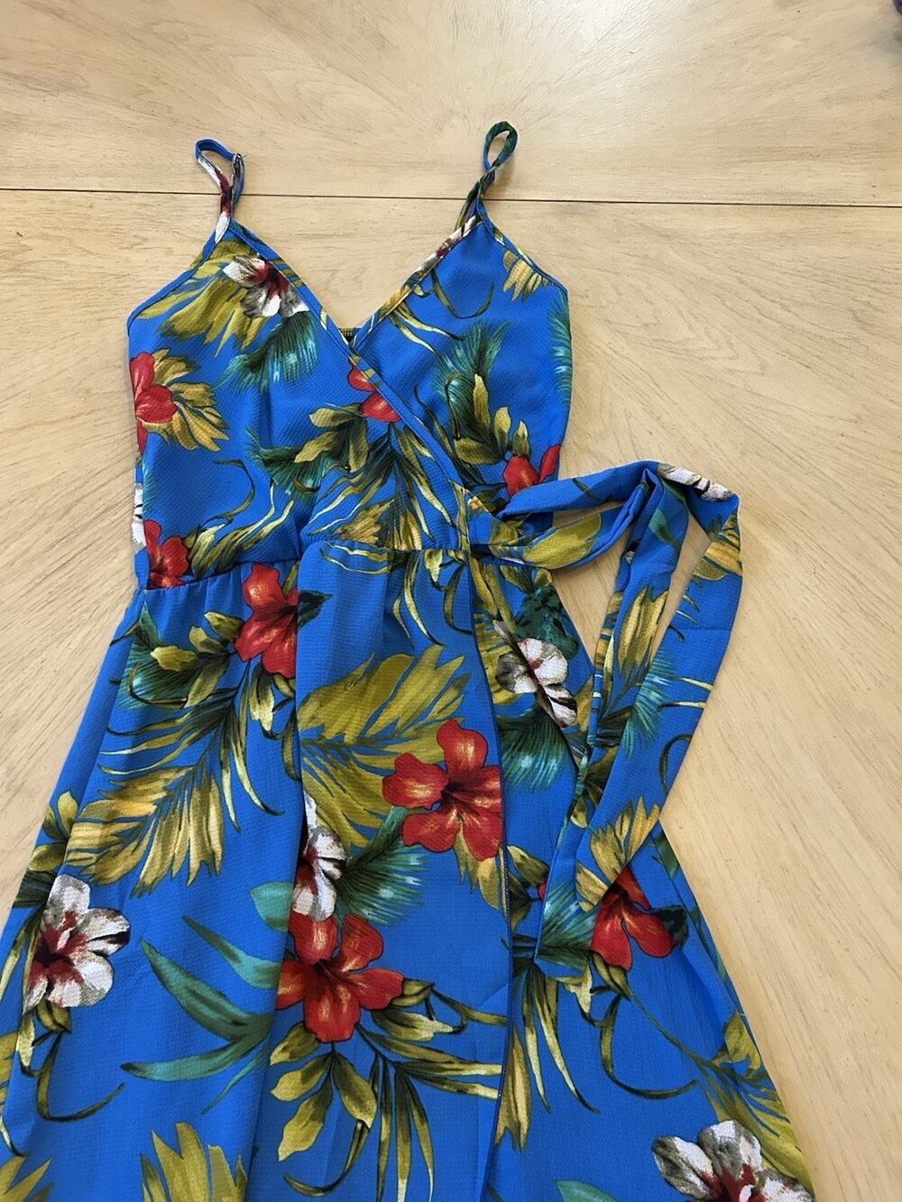 Wedding Guest Summer Dress Wrap Maxi Tropical Hawaiian Ruffles Beach Romantic S